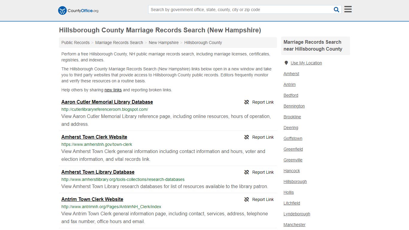 Marriage Records Search - Hillsborough County, NH ...