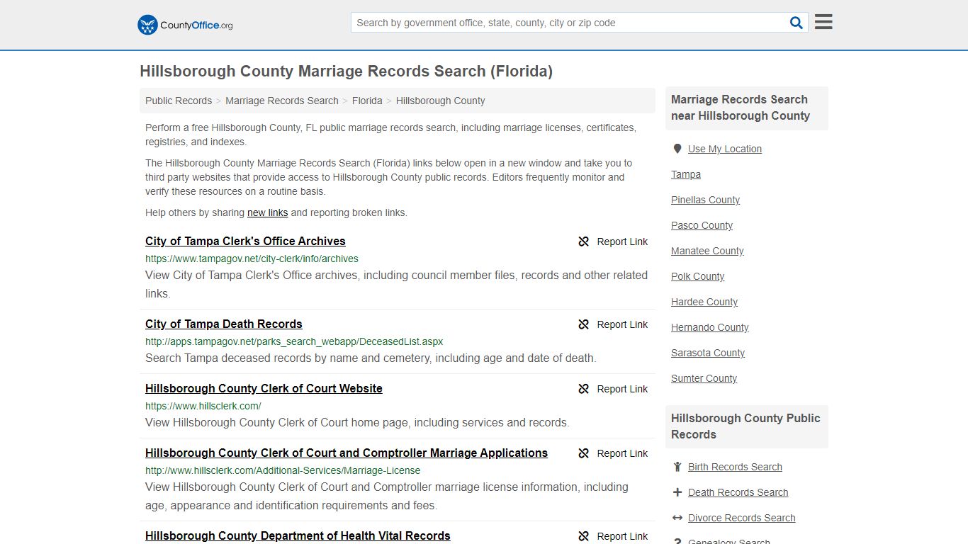 Marriage Records Search - Hillsborough County, FL ...